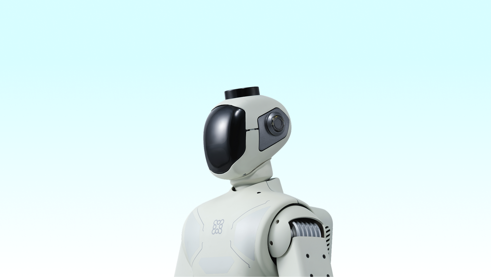 Zeroth M1 home robot official product photo showing the compact bipedal companion robot with wheeled mobility and home-assistance positioning